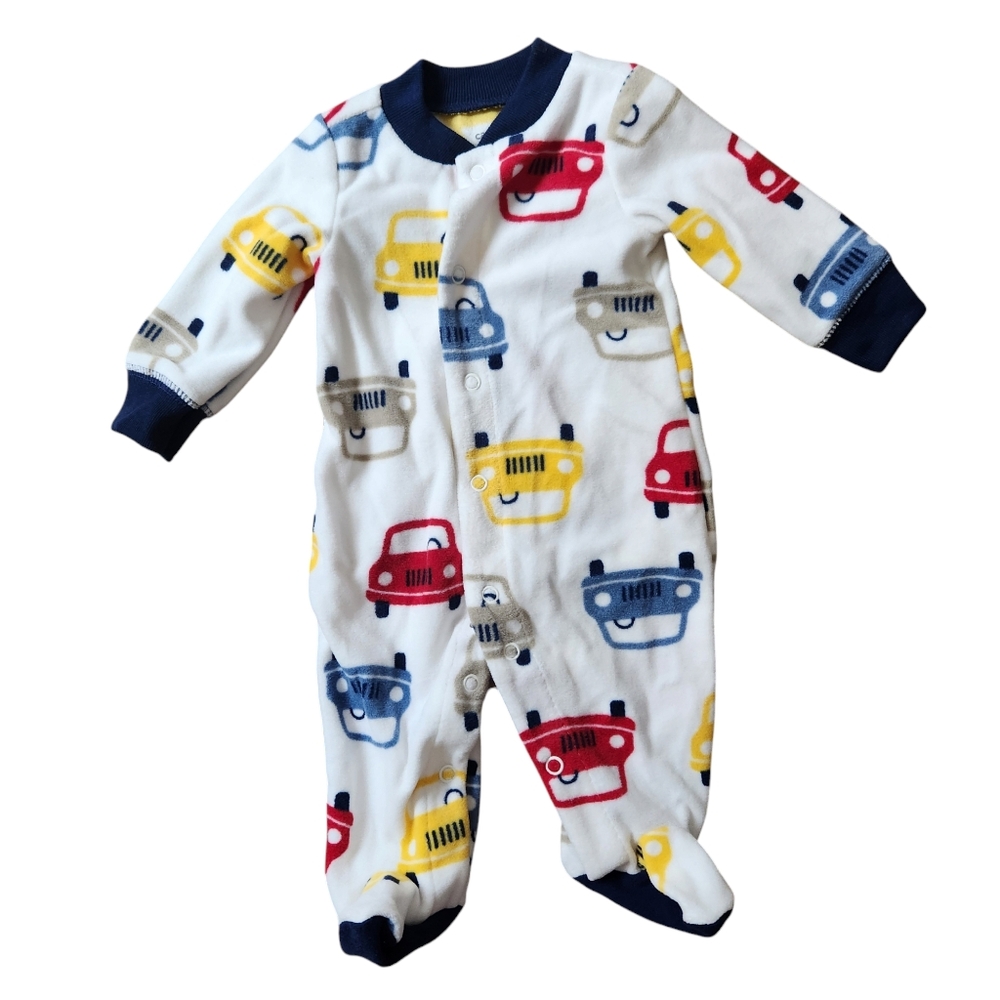 Carter's Boys Fleece Cars Long Sleeve Footed Pajama Sleeper Size Newborn